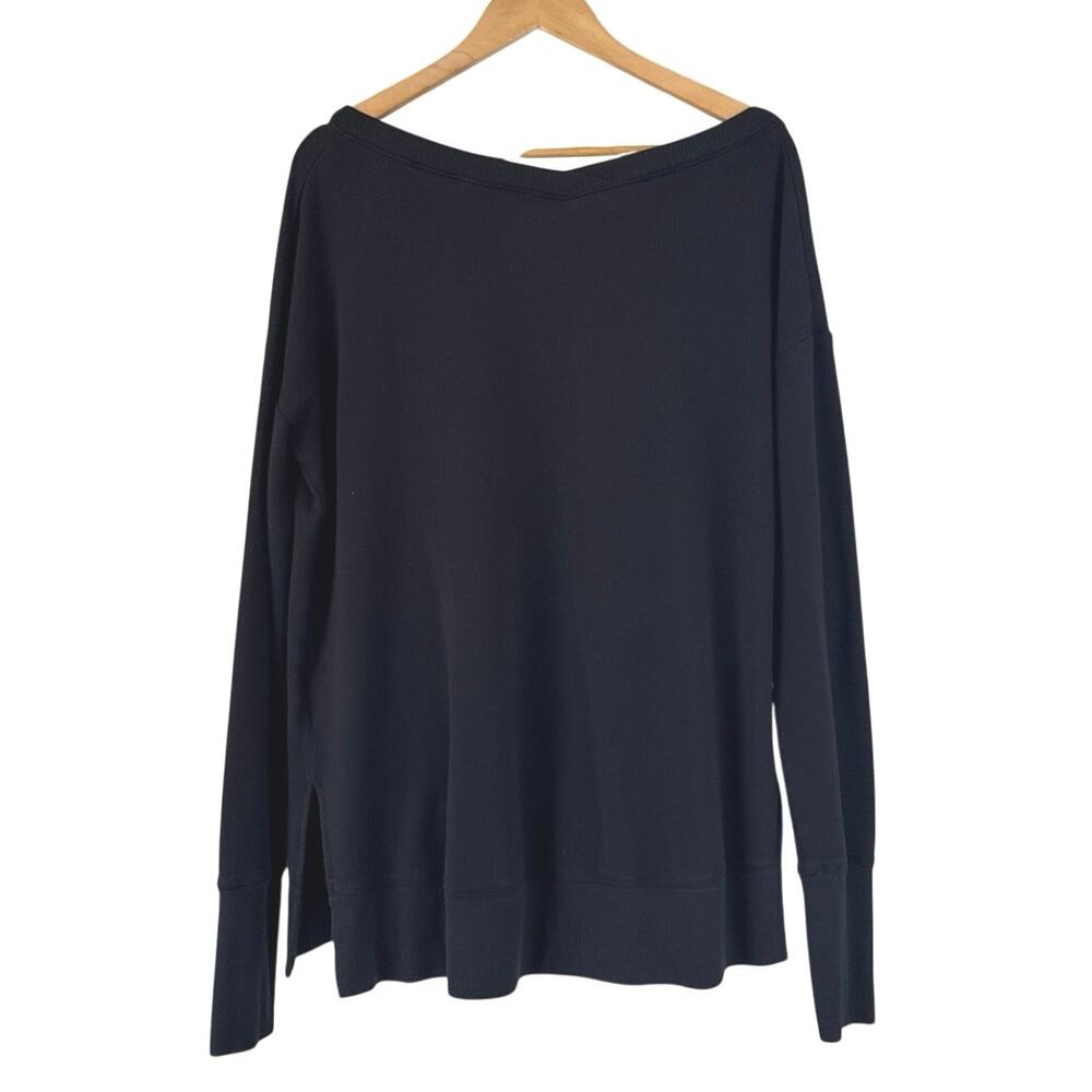 Athleta Coaster Luxe V-Neck Sweatshirt Size M in Black *984026 - Picture 3 of 9